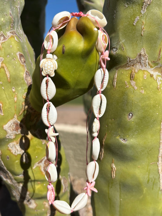 pink cowrie shell necklace