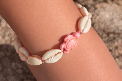 pink cowrie shell anklet