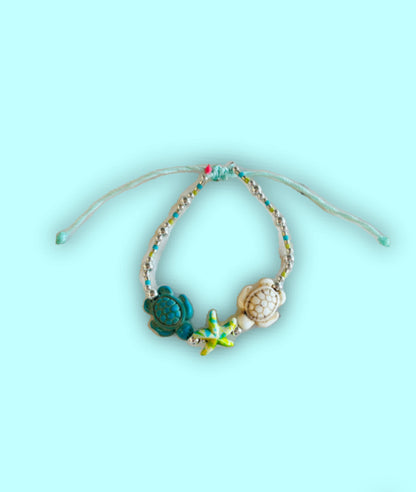 SILVER sea foam turtle bracelet
