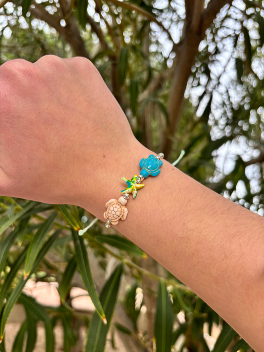 SILVER sea foam turtle bracelet