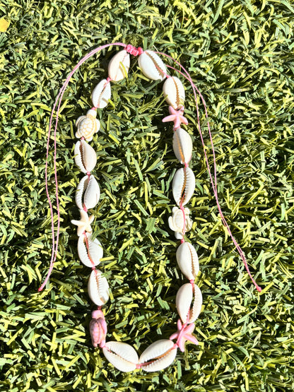 pink cowrie shell necklace