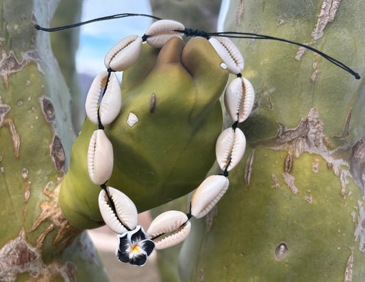 black cowrie shell anklet